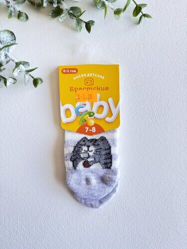 НОСКИ ДЕТСКИЕ 3081 БРЕСТСКИЕ BABY (рисунок), р. 7-8 рис.4145 СВ.СЕРЫЙ МЕЛАНЖ, 14С3081