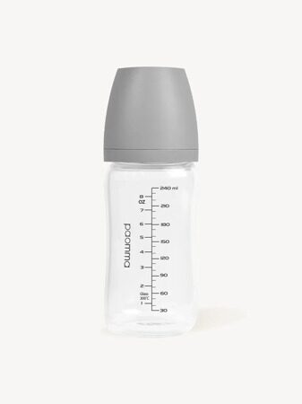 Стеклянная бутылочка 240 ml 6-18 мес., Light Grey
