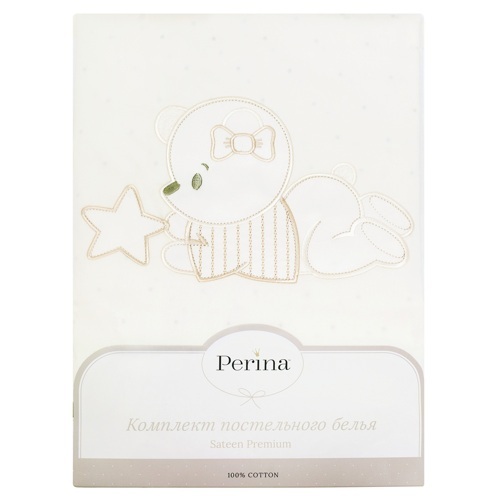КПБ 3 предмета "Le petit bebe" т.м.Perina, сатин 120*60 (Молочно-оливковый)