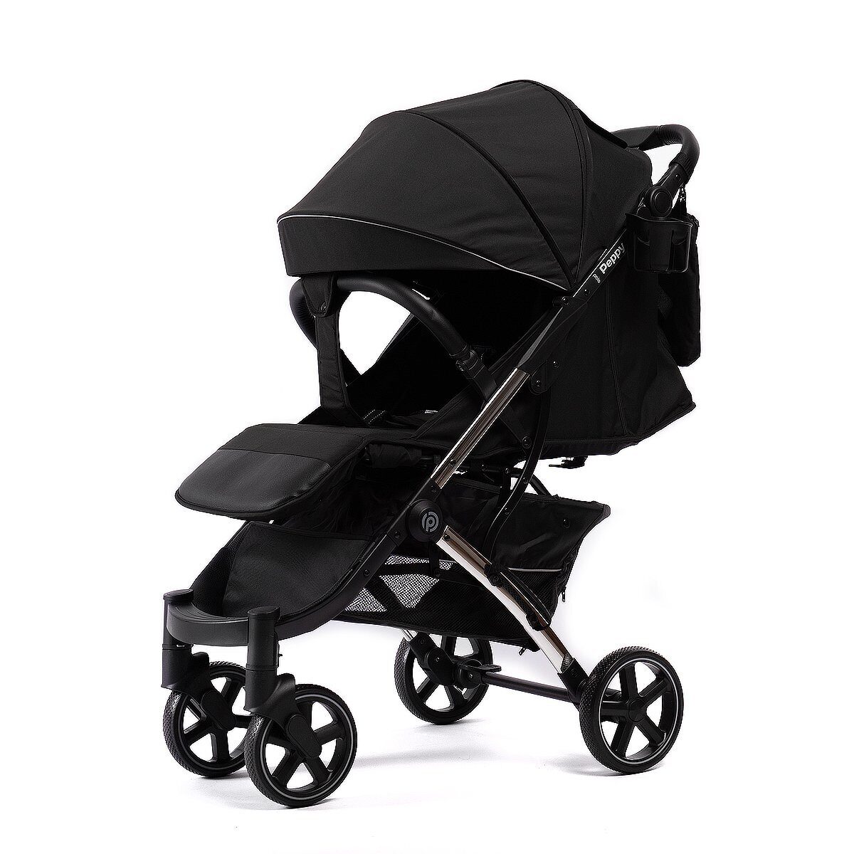 Коляска прогулочная Peppy Polo 2.0 (silver black) хром рама, сумка
