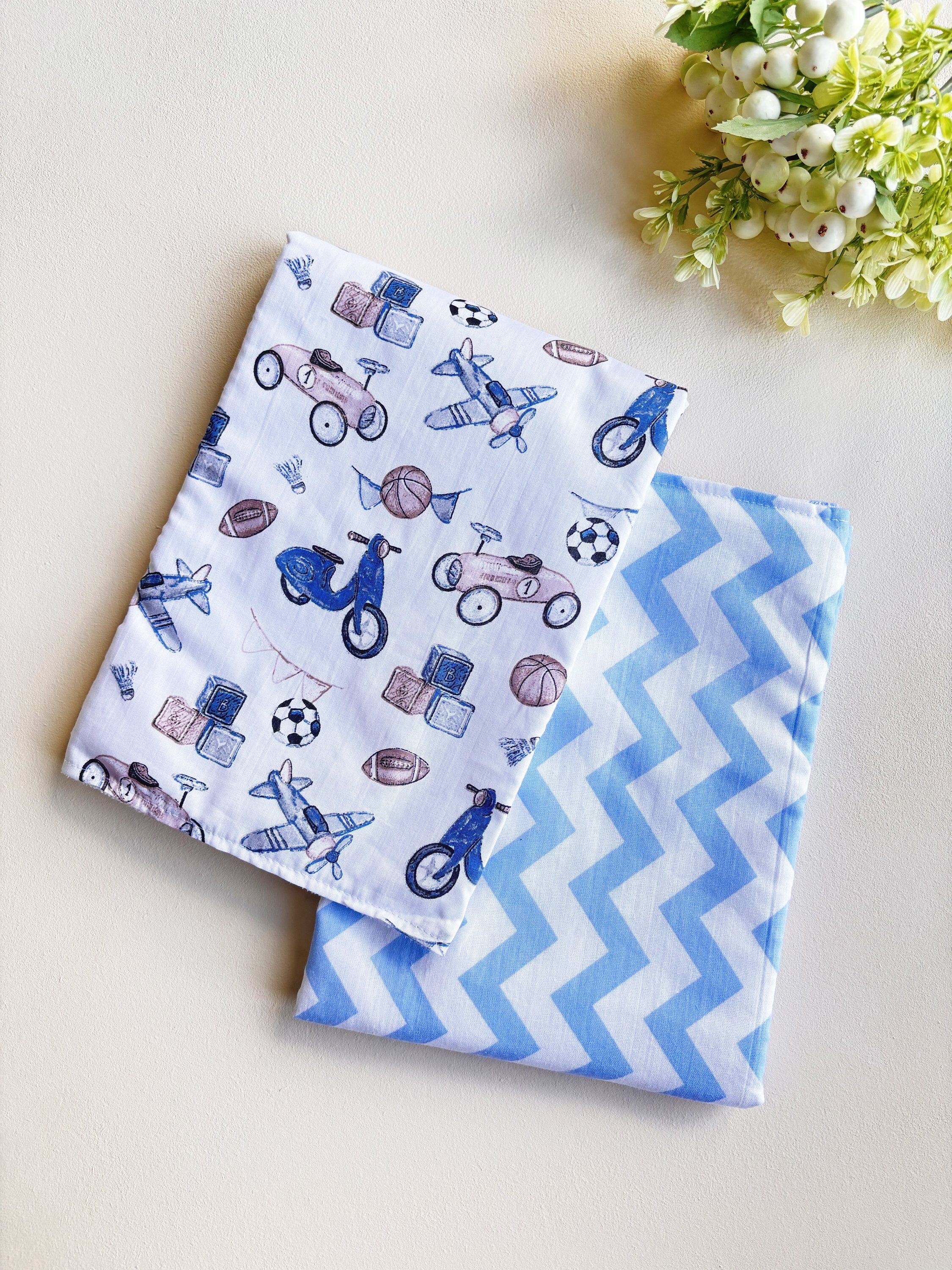 1037 Пеленка SOFI Непромокаемая детская многоразовая( 2 шт голубые )