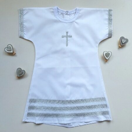 7003 Рубашка для крещения SOFI (перкаль) Серебро