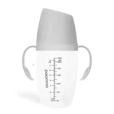 PBH212 Пластиковая бутылочка с ручками, 240 мл, Light grey. в комплекте соска L (6-9 м) быстрый поток
